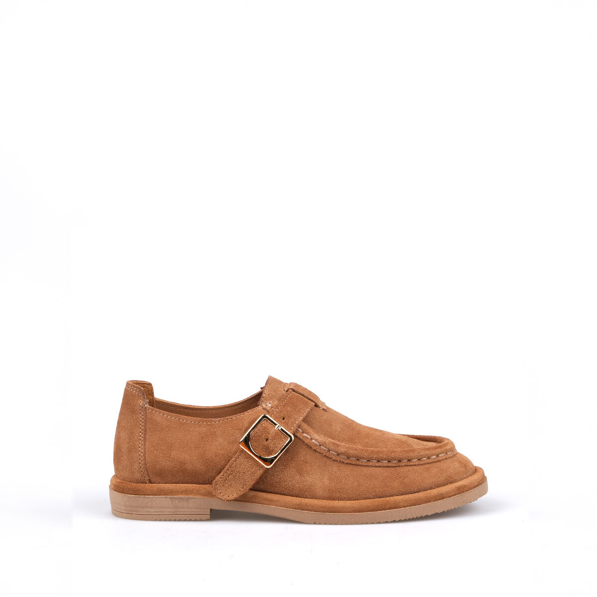 40228 Tokalı Camel Süet Loafer Ayakkabı