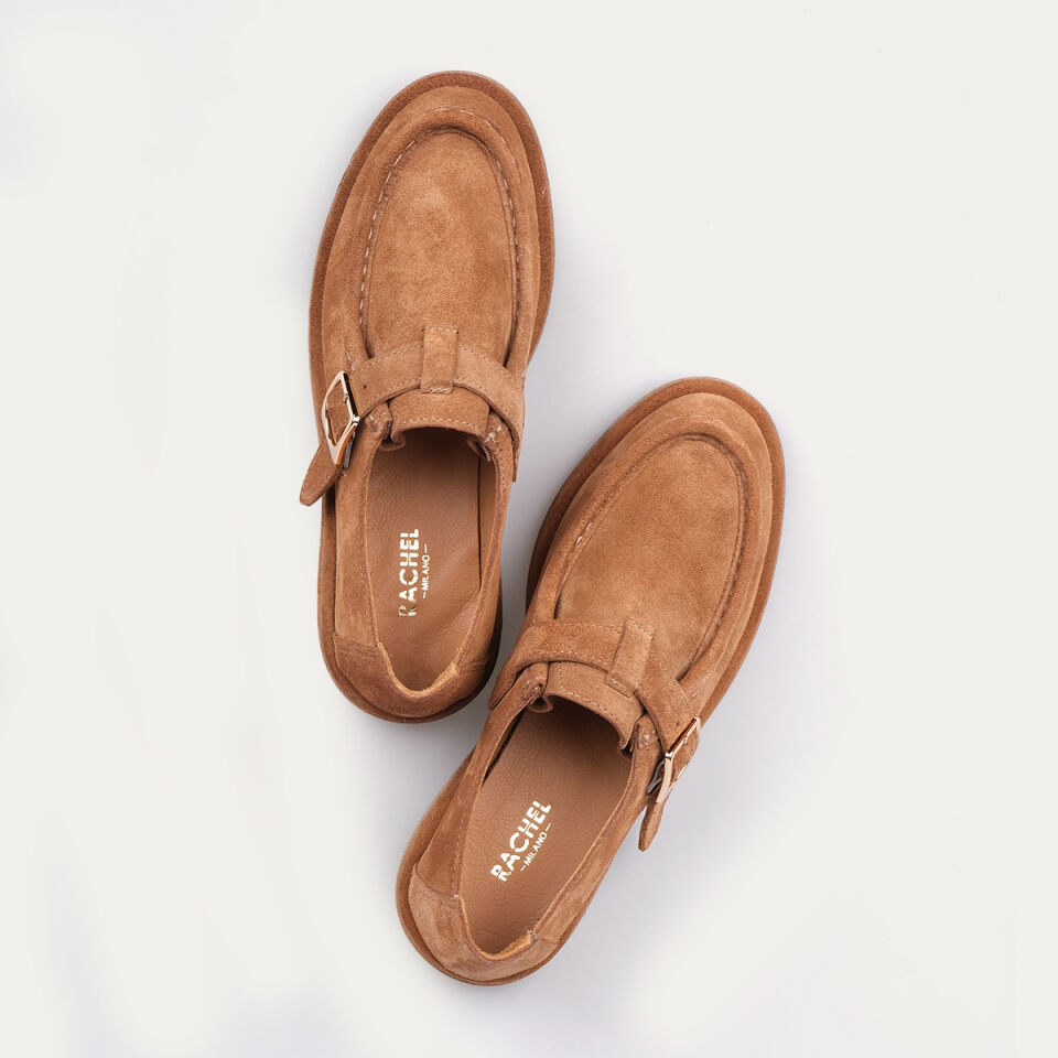 40228 Tokalı Camel Süet Loafer Ayakkabı