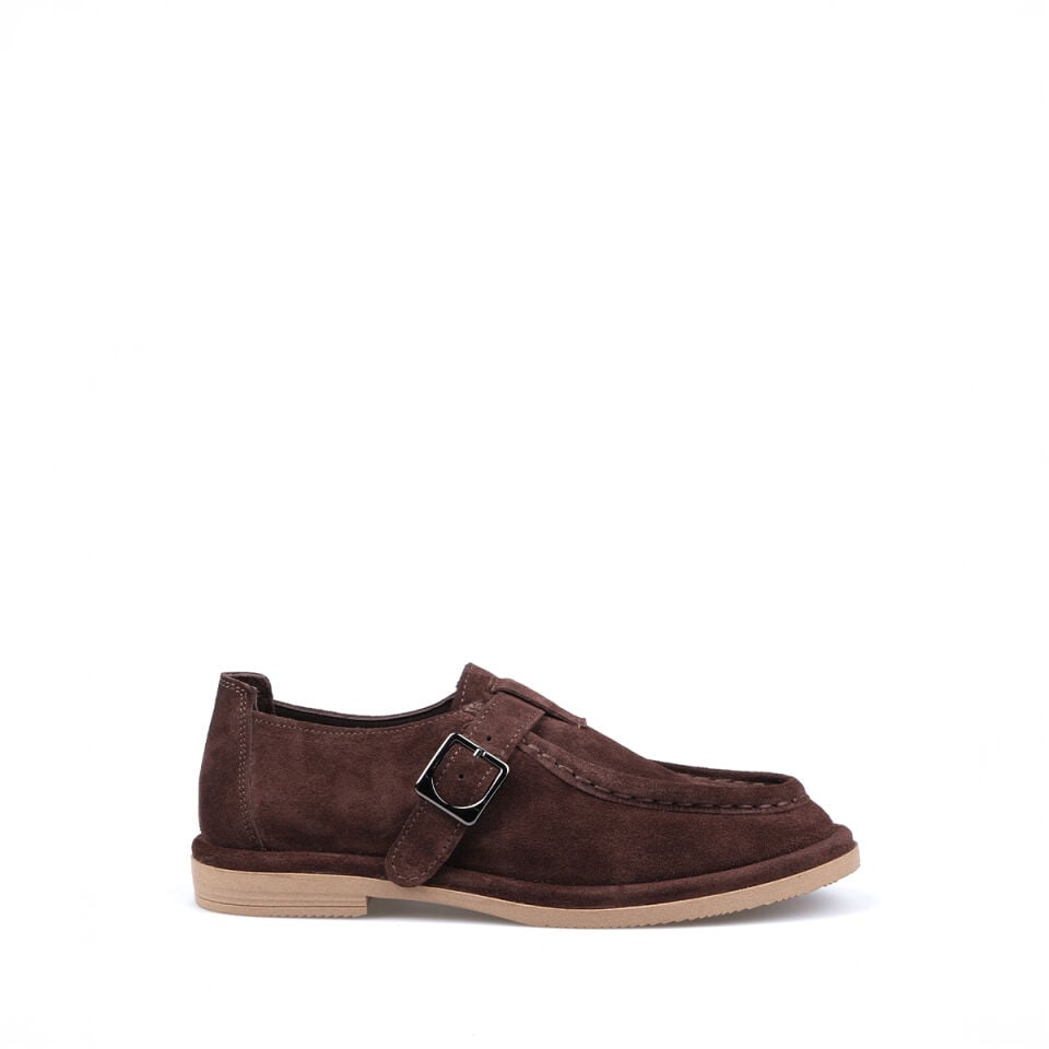 40228 Tokalı Kahve Süet Loafer Ayakkabı
