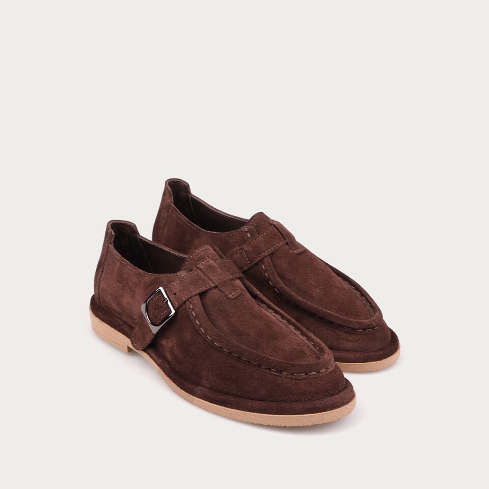 40228 Tokalı Kahve Süet Loafer Ayakkabı