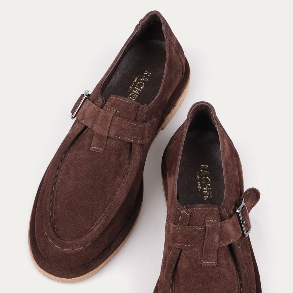40228 Tokalı Kahve Süet Loafer Ayakkabı