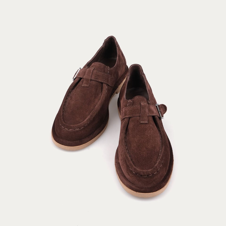 40228 Tokalı Kahve Süet Loafer Ayakkabı