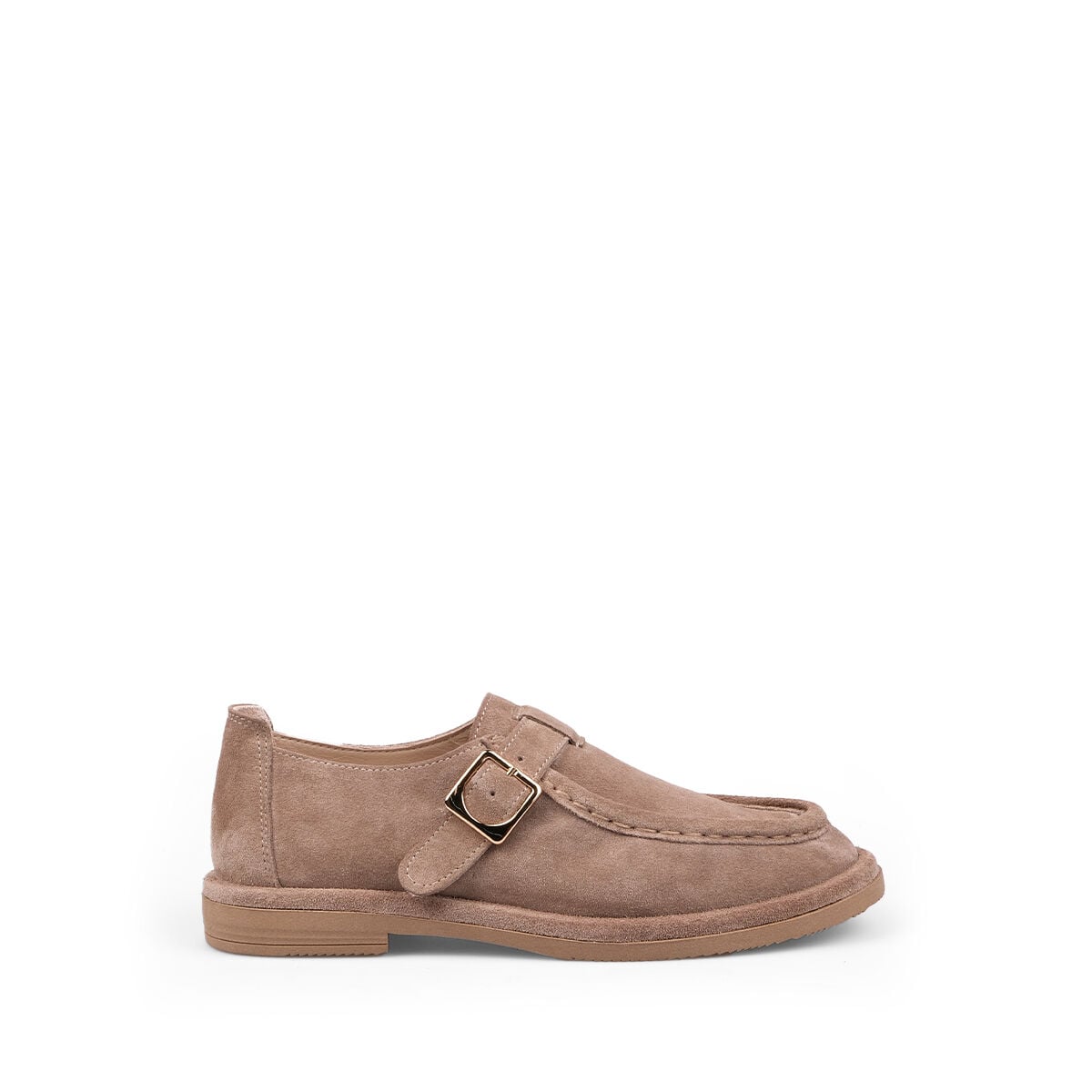 40228 Tokalı Bej Süet Loafer Ayakkabı