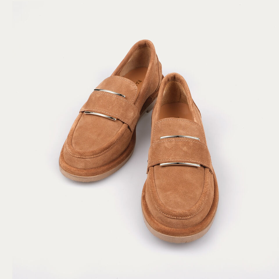 40224 Tokalı Camel Süet Loafer Ayakkabı