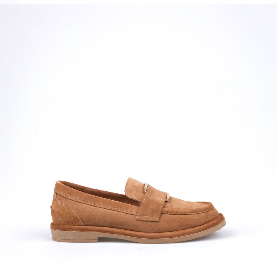 40224 Tokalı Camel Süet Loafer Ayakkabı