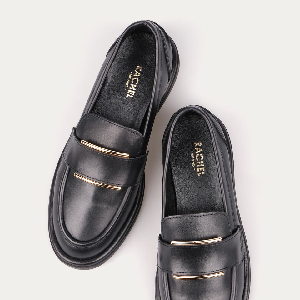 40224 Tokalı Siyah Deri Loafer Ayakkabı
