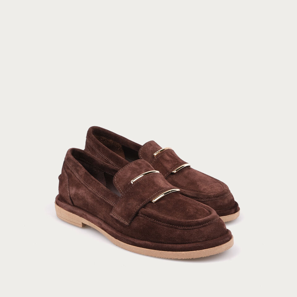 40224 Tokalı Kahve Süet Loafer Ayakkabı