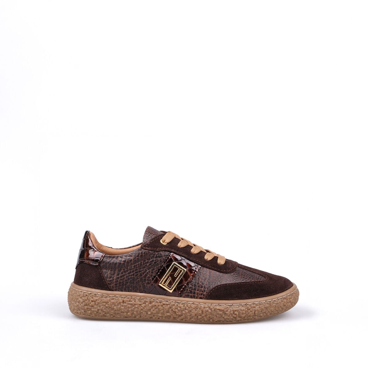 8249 Kahve Deri Yılan Desen Sneaker