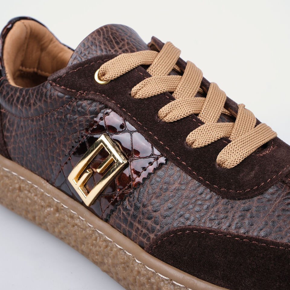 8249 Kahve Deri Yılan Desen Sneaker