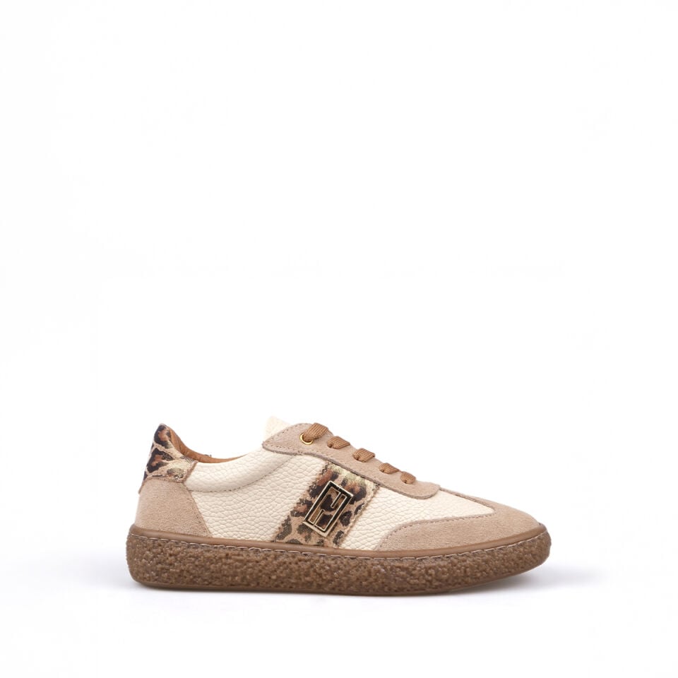 8249 Bej Deri Yılan Desen Sneaker