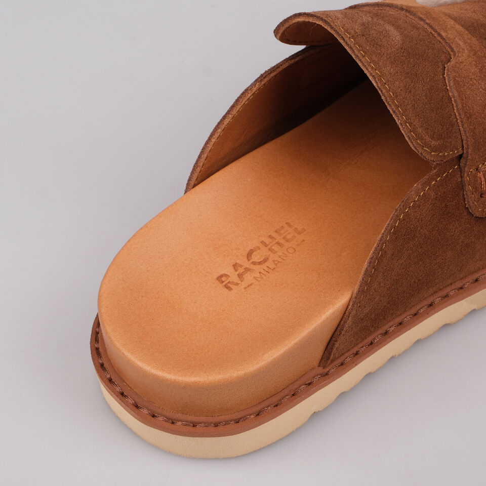 8218 Kürklü Camel Süet Sabo Terlik