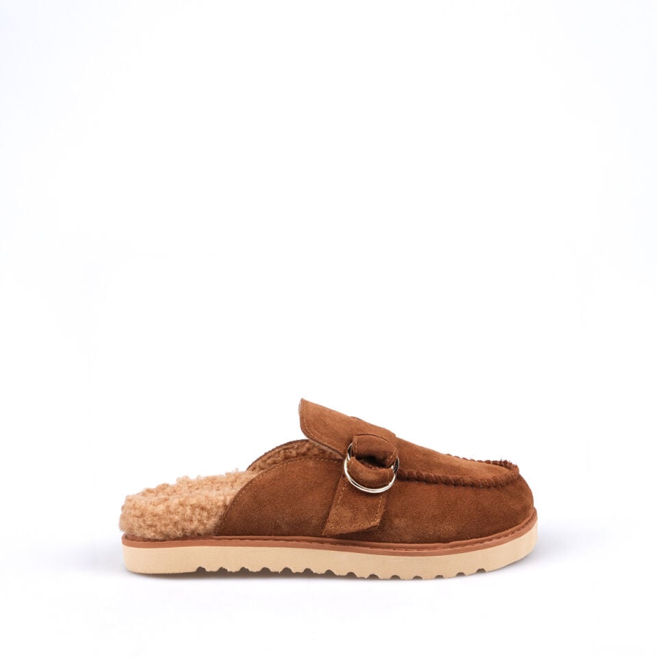 8217 Tokalı Camel Süet Sabo Terlik