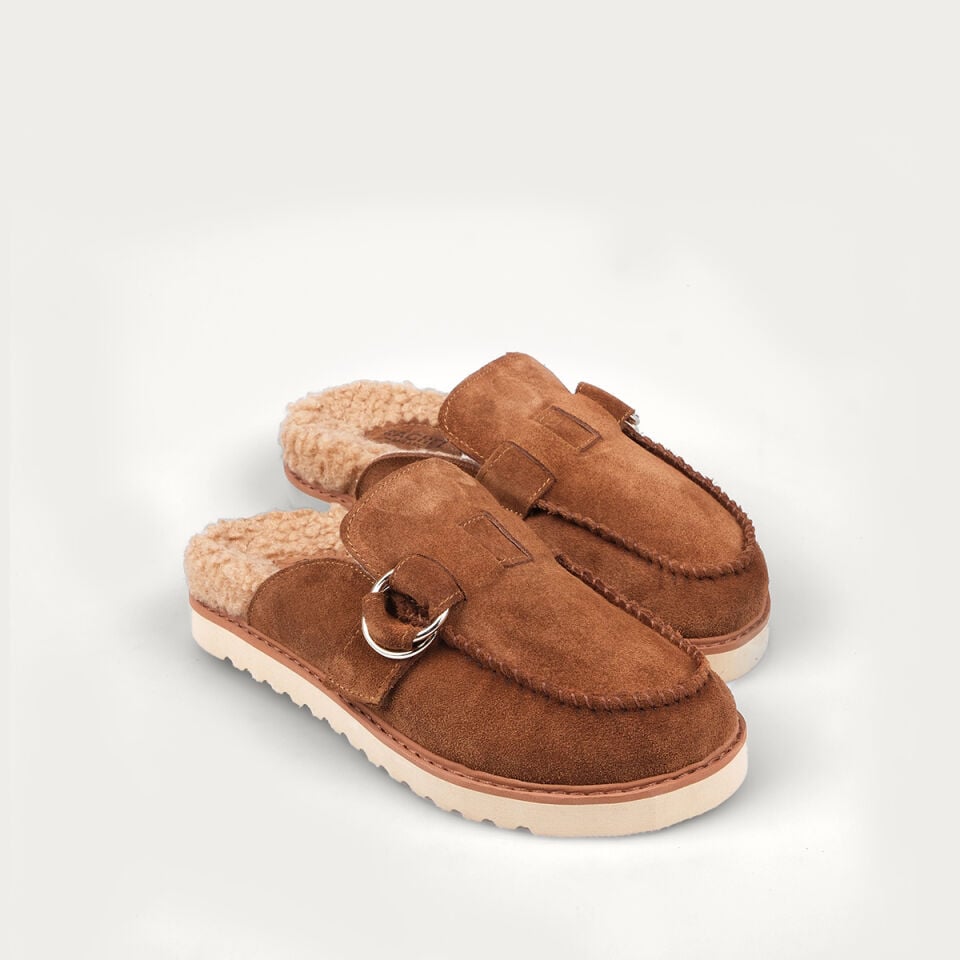 8217 Tokalı Camel Süet Sabo Terlik