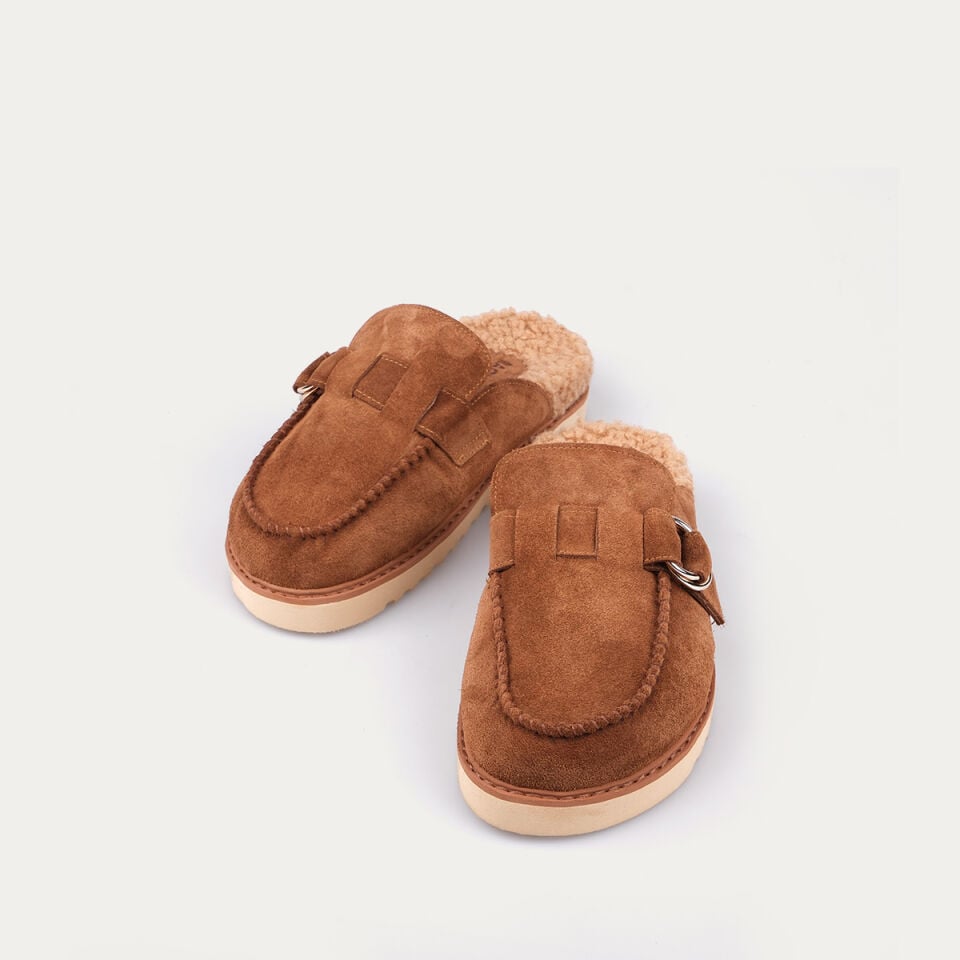 8217 Tokalı Camel Süet Sabo Terlik