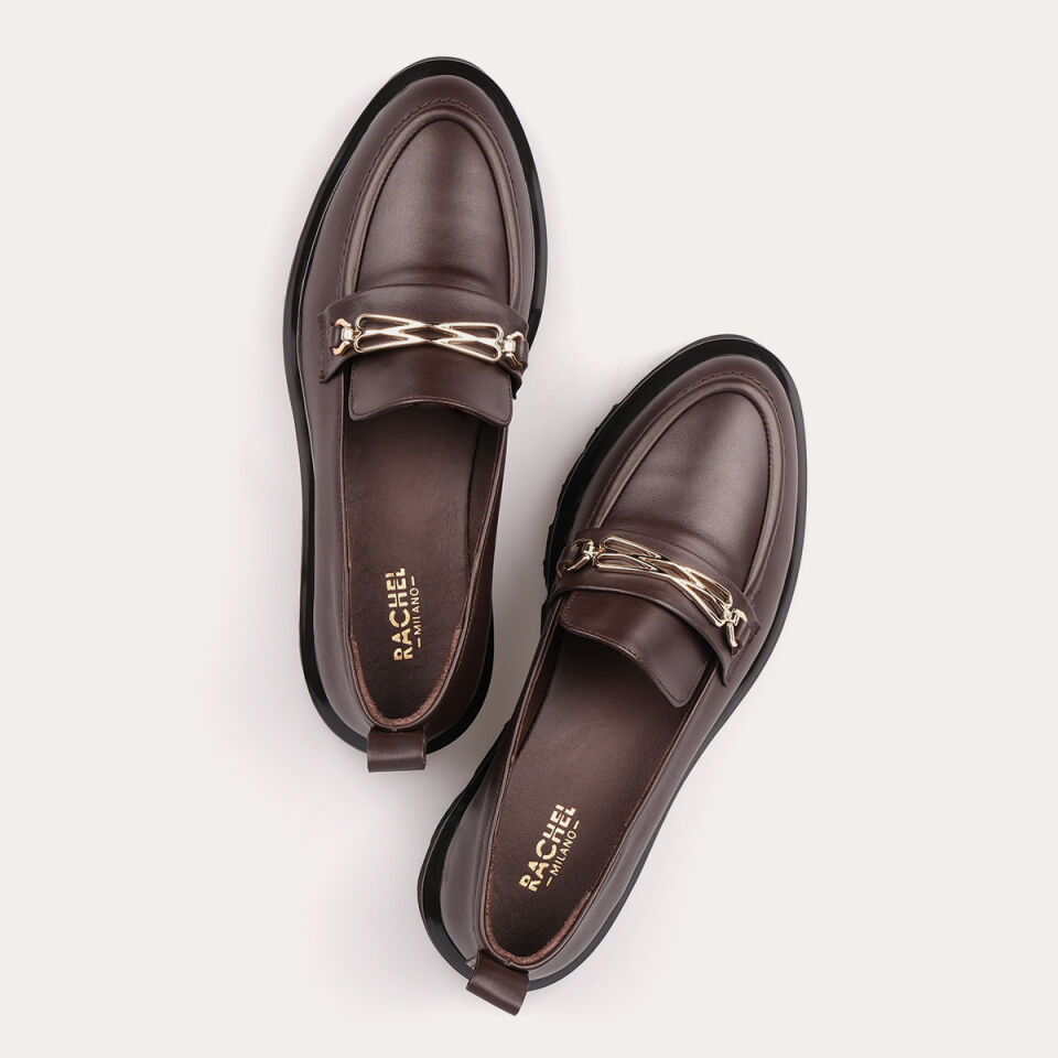 8035 Tokalı Kahve Deri Deck Loafer Ayakkabı
