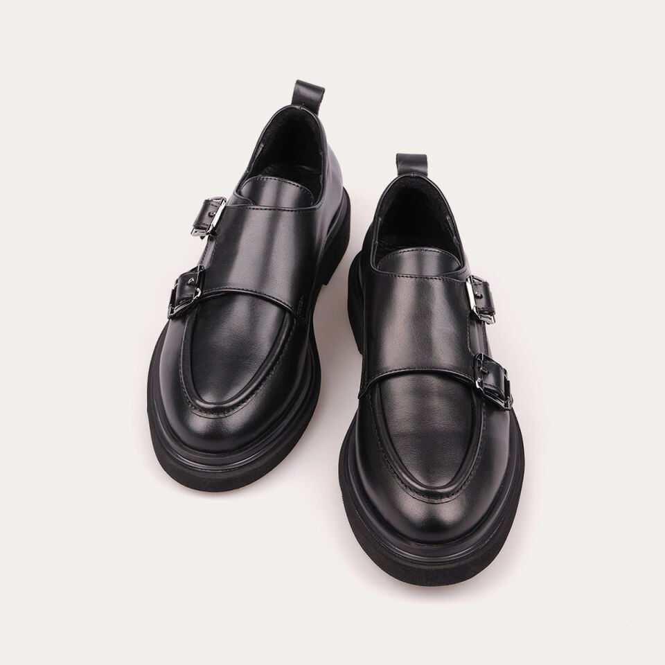8034 Tokalı Siyah Deri Loafer Ayakkabı