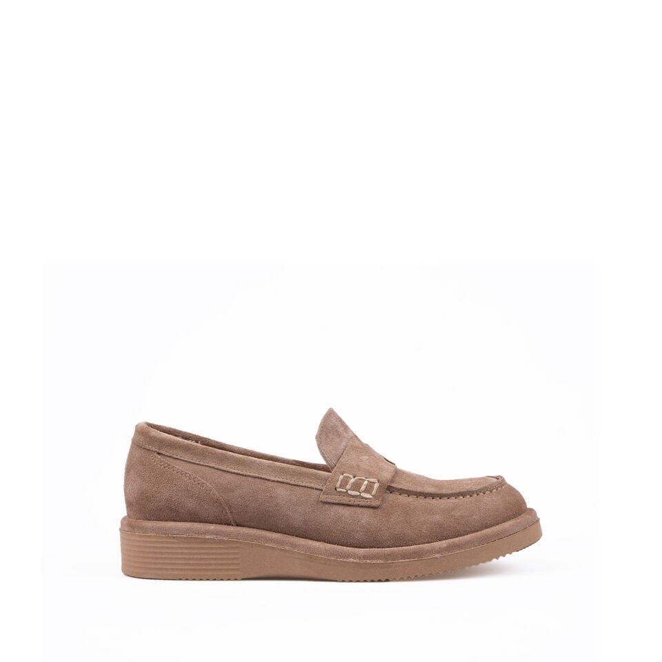 25-515 Bej Süet Deck Loafer Ayakkabı