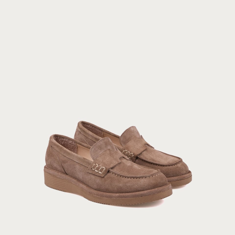 25-515 Bej Süet Deck Loafer Ayakkabı