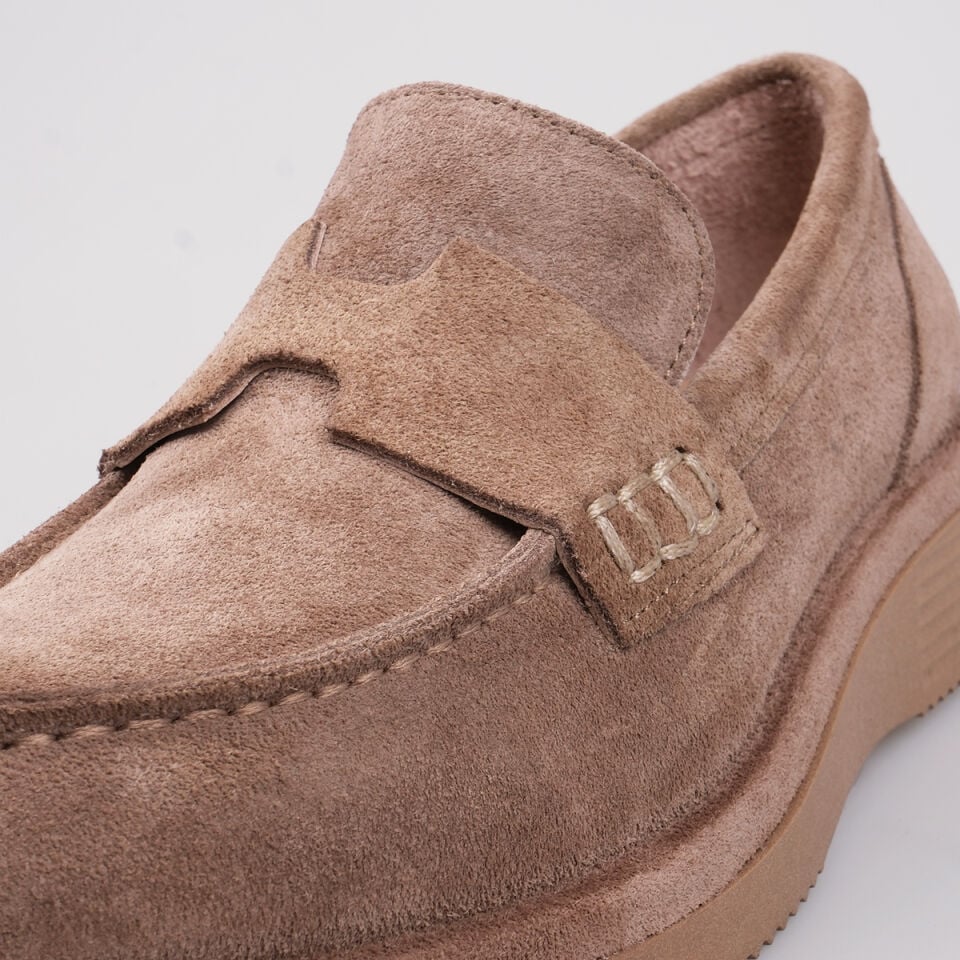 25-515 Bej Süet Deck Loafer Ayakkabı