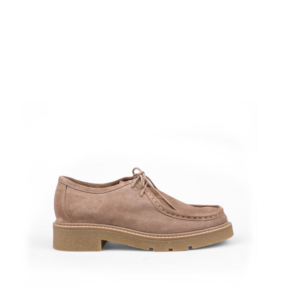 25-106 Bej Süet Bağcıklı Loafer Ayakkabı