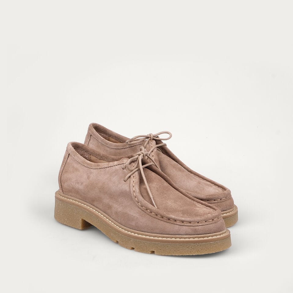 25-106 Bej Süet Bağcıklı Loafer Ayakkabı