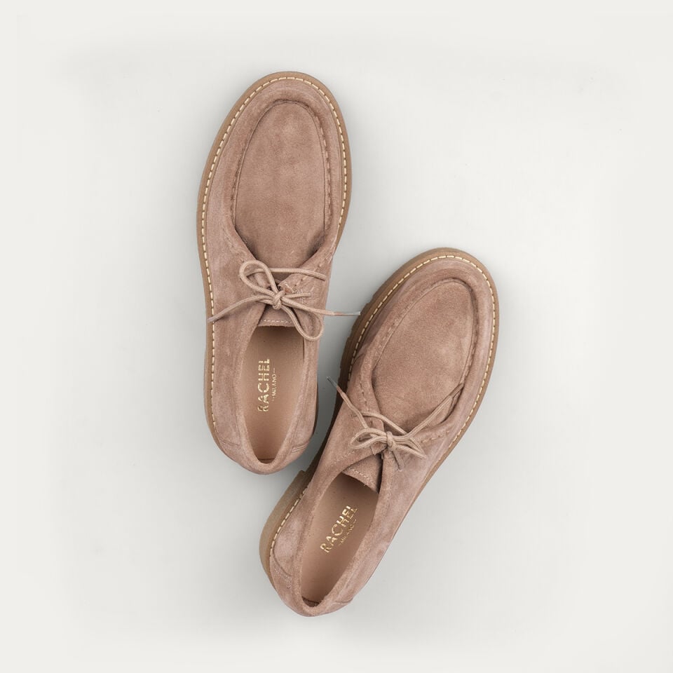 25-106 Bej Süet Bağcıklı Loafer Ayakkabı