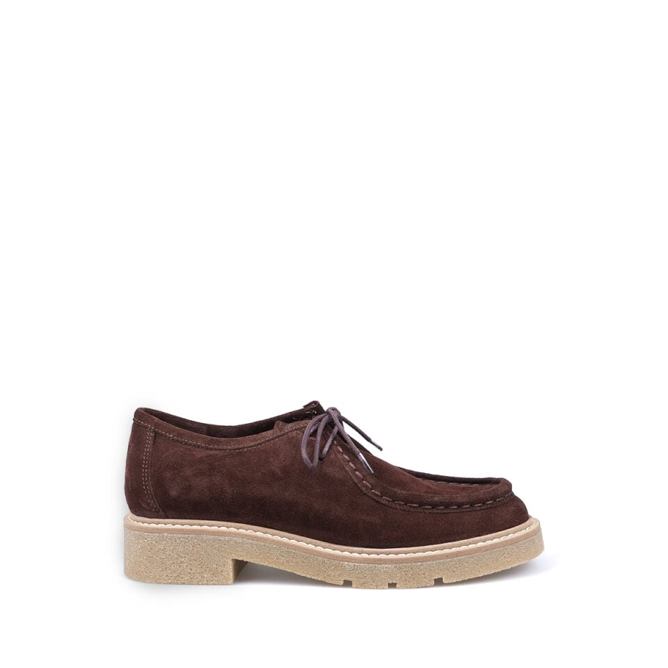 25-106 Kahve Süet Bağcıklı Loafer Ayakkabı