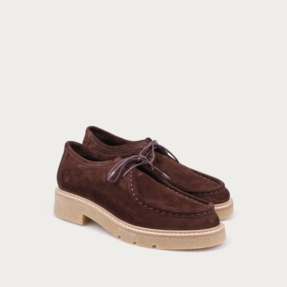 25-106 Kahve Süet Bağcıklı Loafer Ayakkabı