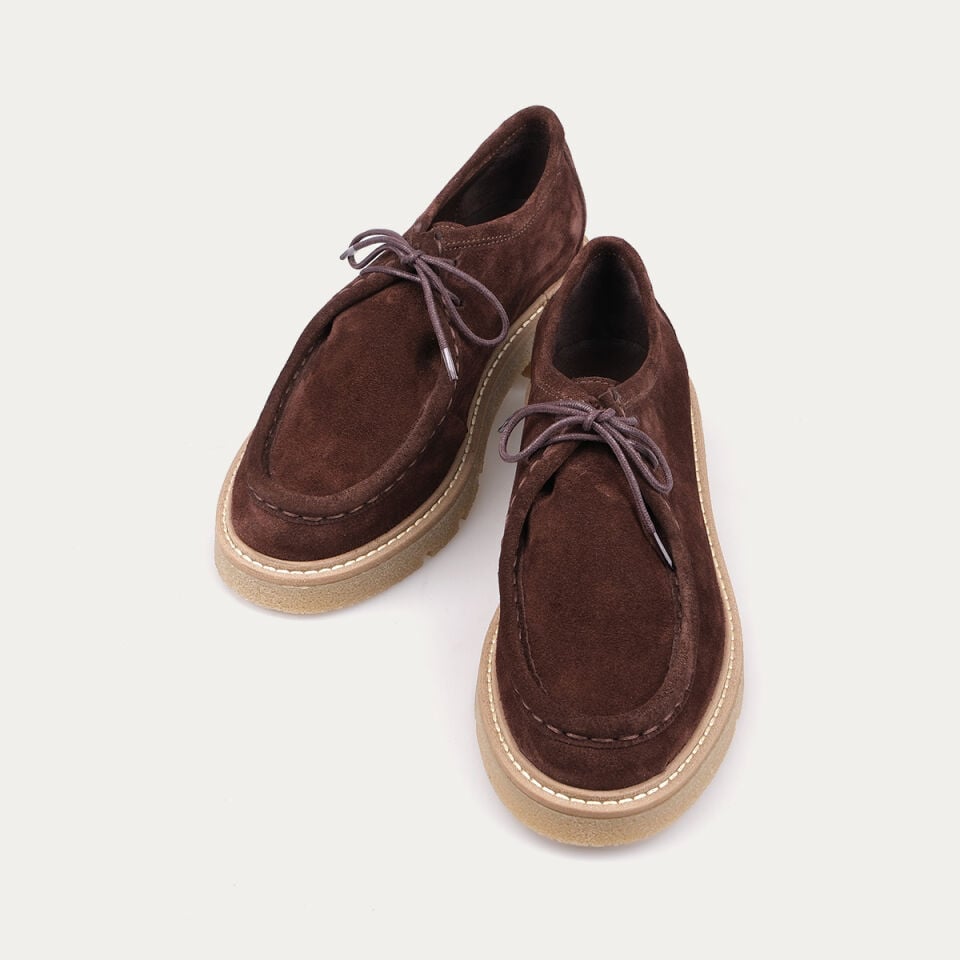 25-106 Kahve Süet Bağcıklı Loafer Ayakkabı