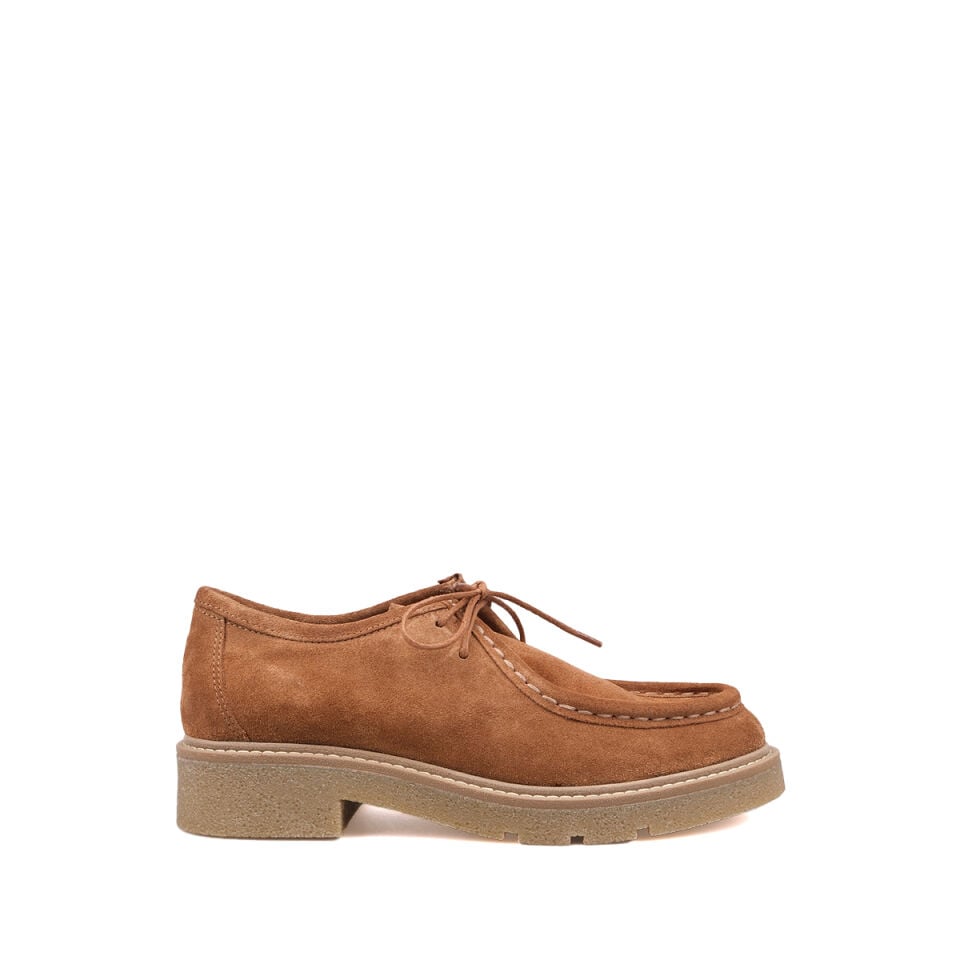 25-106 Camel Süet Bağcıklı Loafer Ayakkabı