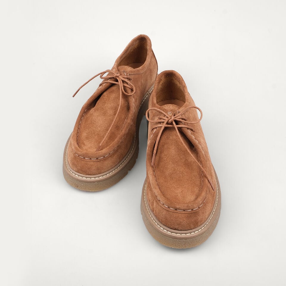 25-106 Camel Süet Bağcıklı Loafer Ayakkabı