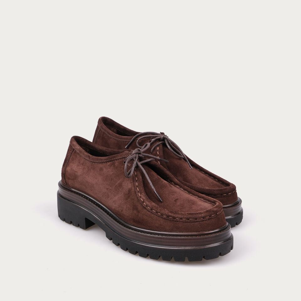 3308 Kahve Süet Bağcıklı Loafer Ayakkabı