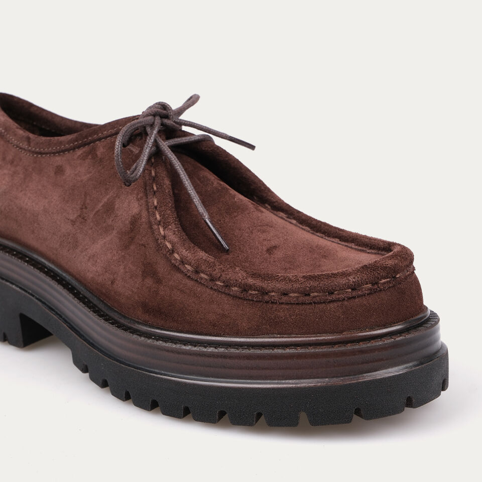 3308 Kahve Süet Bağcıklı Loafer Ayakkabı