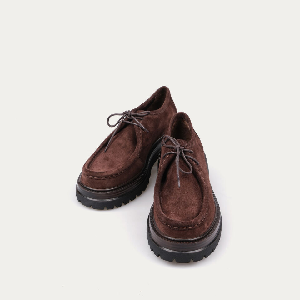 3308 Kahve Süet Bağcıklı Loafer Ayakkabı