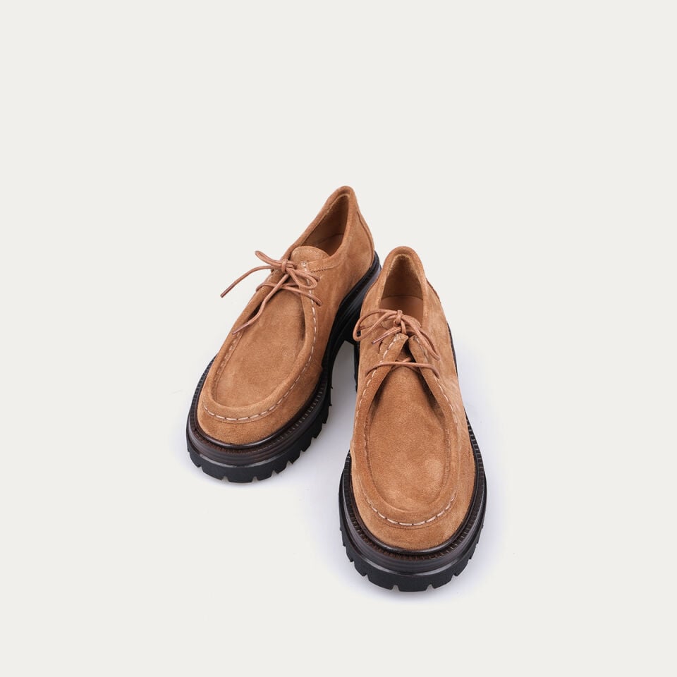 3308 Camel Süet Bağcıklı Loafer Ayakkabı