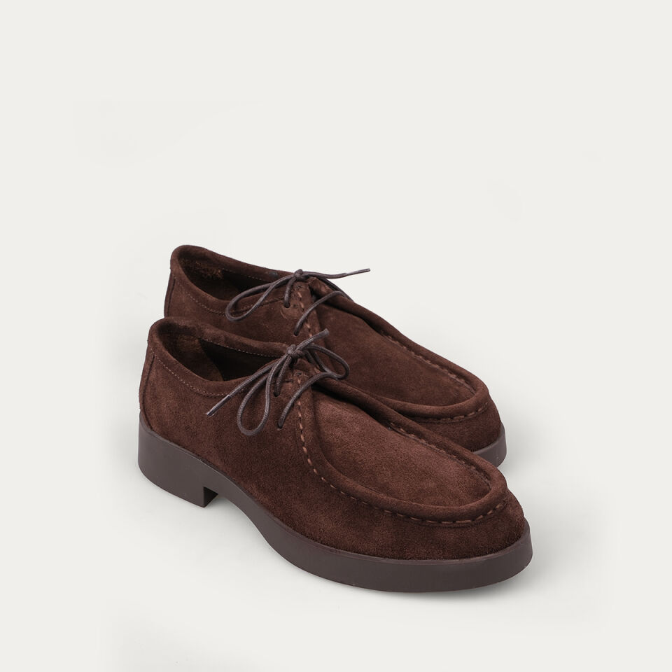 25-513 Bağcıklı Kahve Süet Loafer Ayakkabı