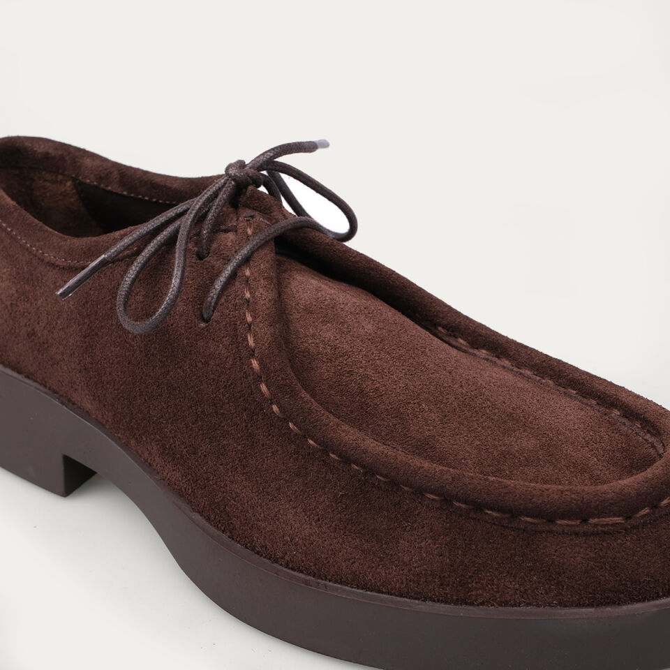 25-513 Bağcıklı Kahve Süet Loafer Ayakkabı