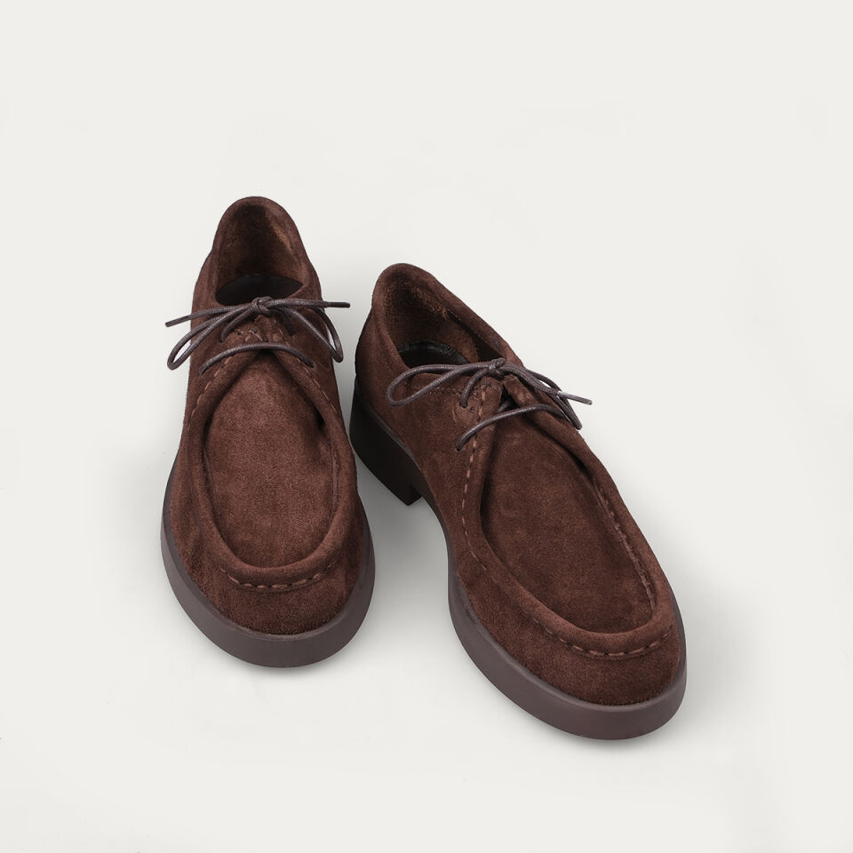 25-513 Bağcıklı Kahve Süet Loafer Ayakkabı