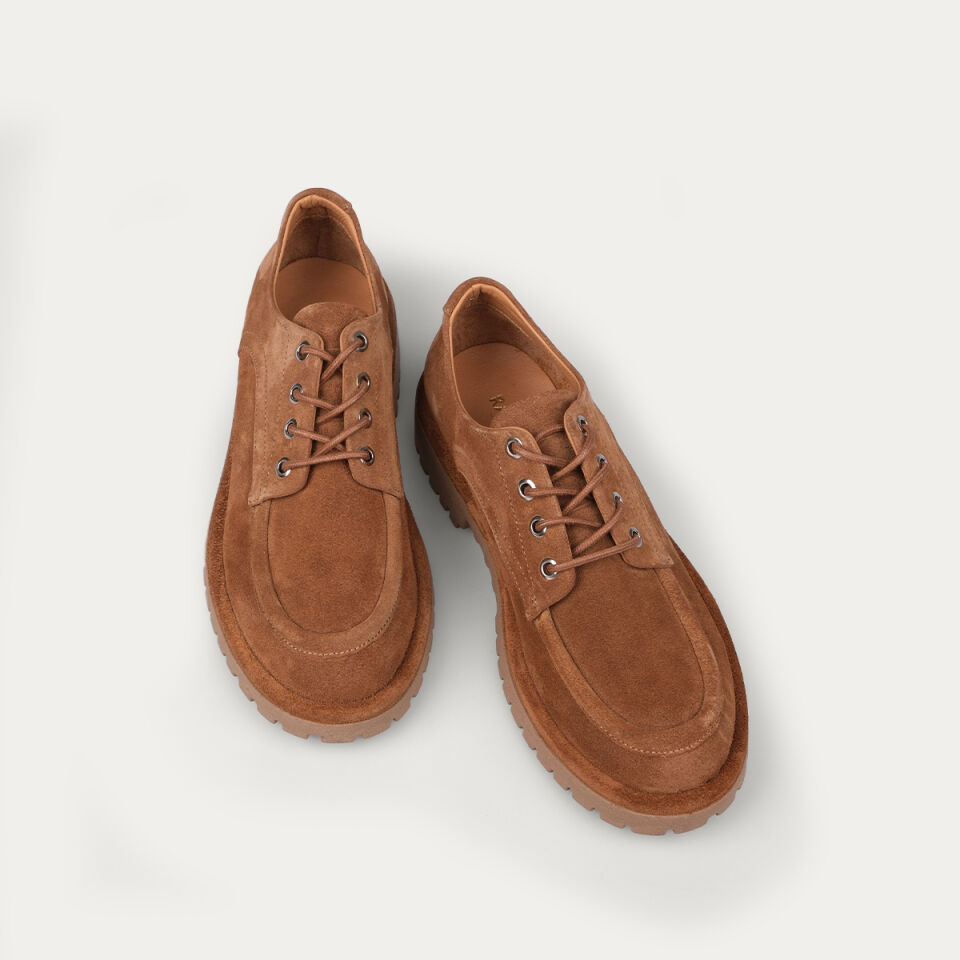 3509 Bağcıklı Camel Süet Loafer Ayakkabı