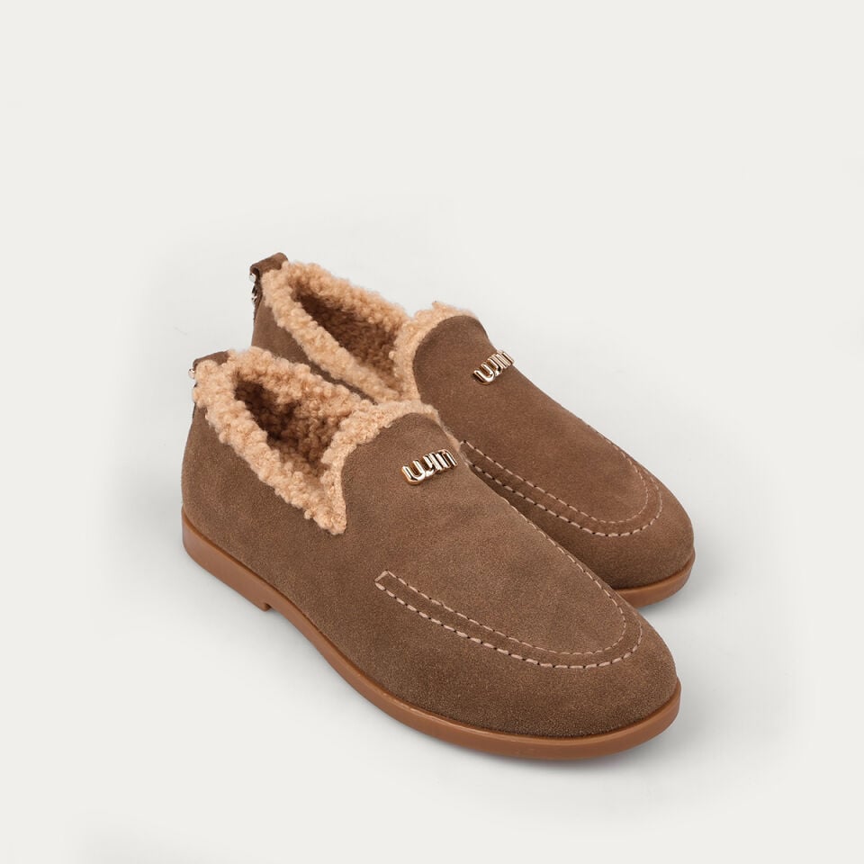 8146 Vizon Süet Flat Makosen Ayakkabı