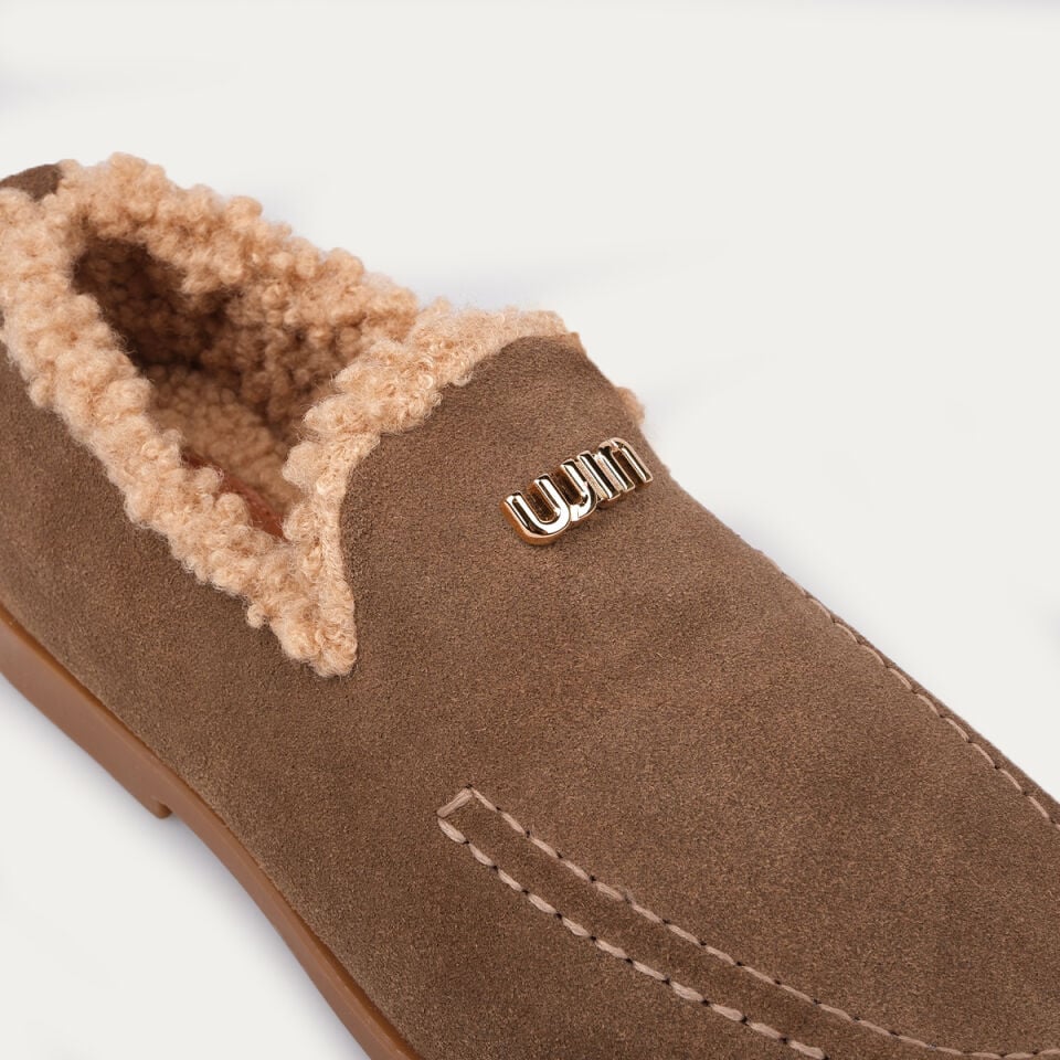 8146 Vizon Süet Flat Makosen Ayakkabı