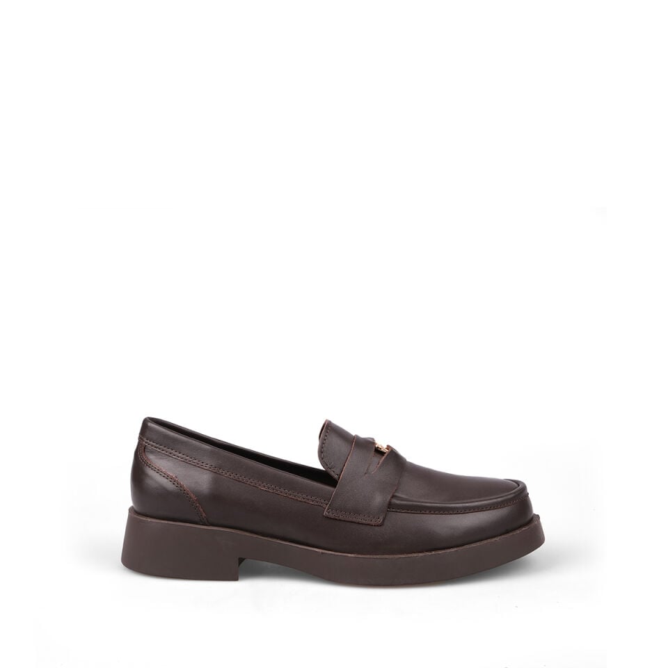 9372 Kahve Deri Loafer Ayakkabı