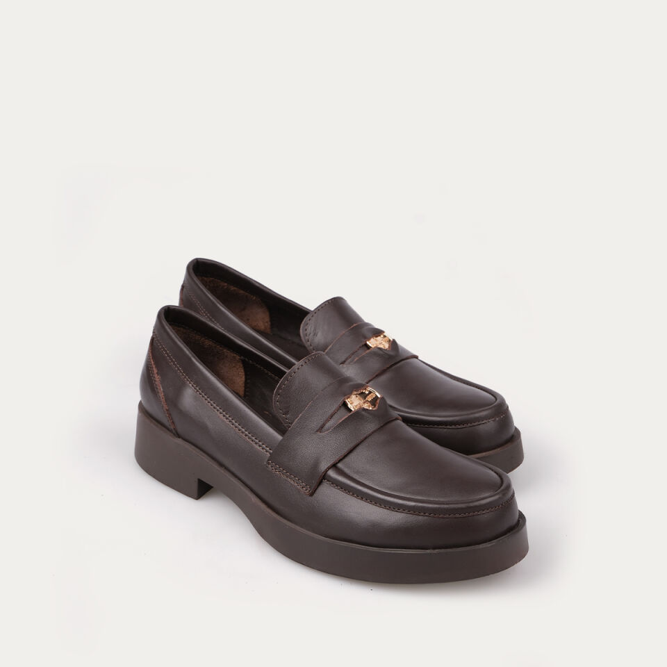 9372 Kahve Deri Loafer Ayakkabı