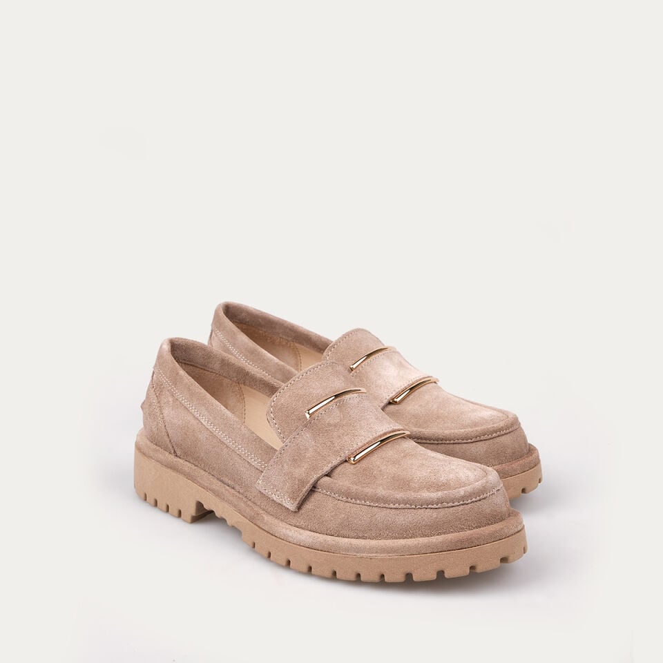 9357 Bej Süet Deck Loafer Ayakkabı
