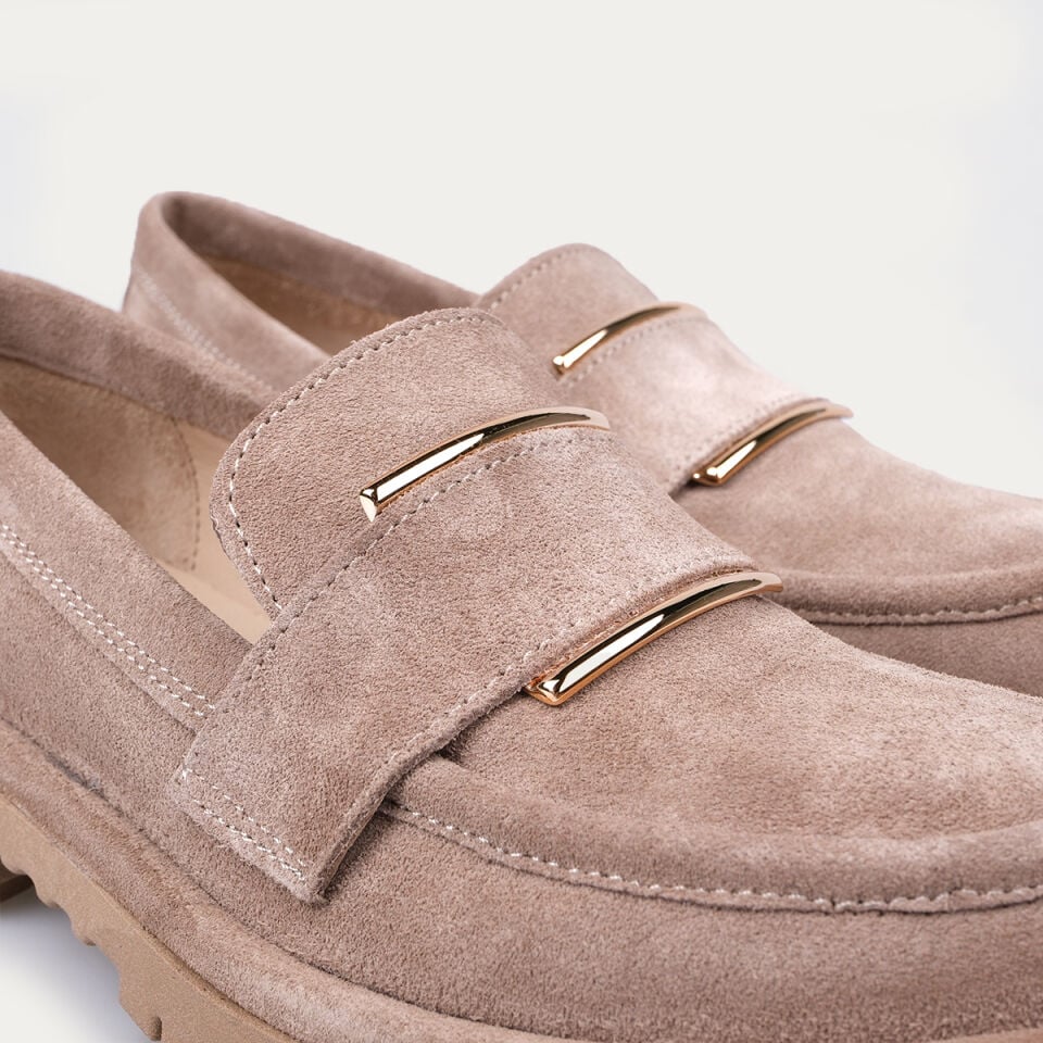 9357 Bej Süet Deck Loafer Ayakkabı