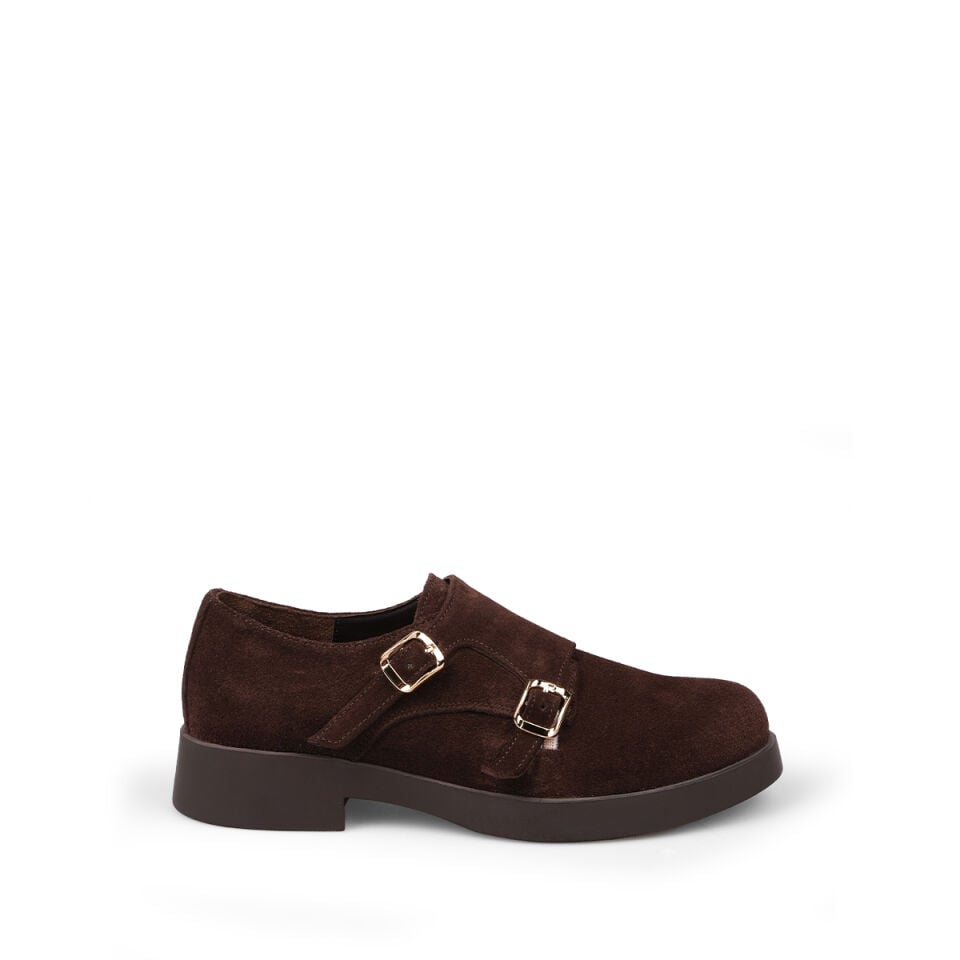 40263 Kemerli Kahve Süet Loafer Ayakkabı