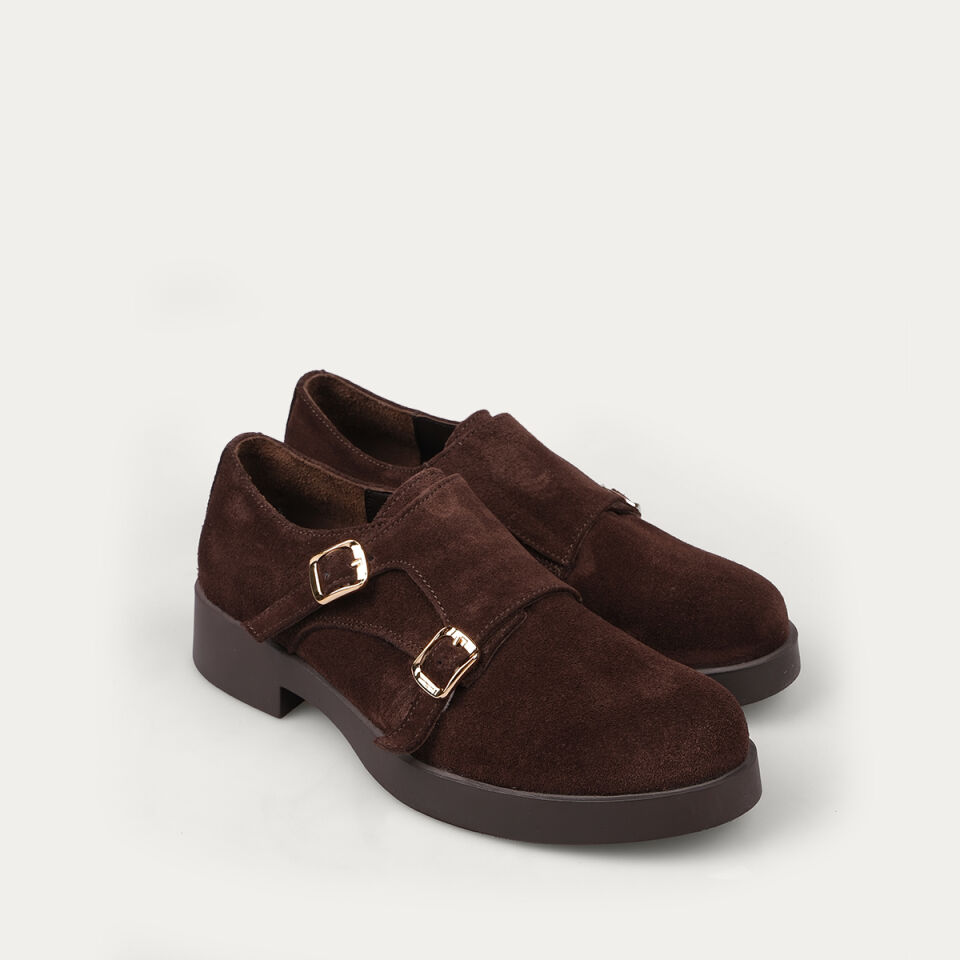 40263 Kemerli Kahve Süet Loafer Ayakkabı