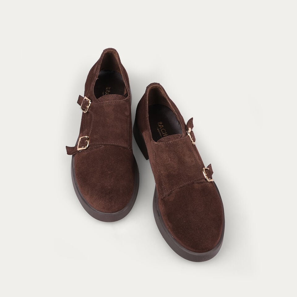 40263 Kemerli Kahve Süet Loafer Ayakkabı