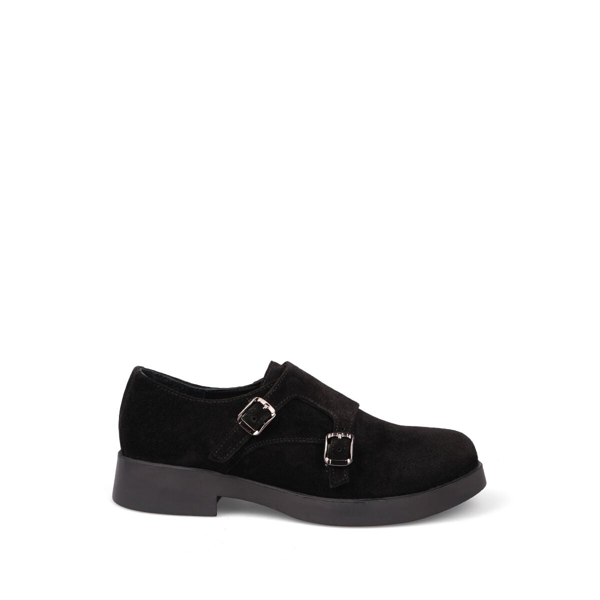 40263 Kemerli Siyah Süet Loafer Ayakkabı