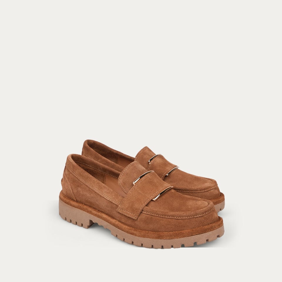 9357 Camel Süet Deck Loafer Ayakkabı